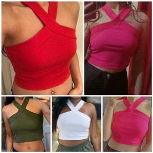 [2/22] Halter Cross Crop top